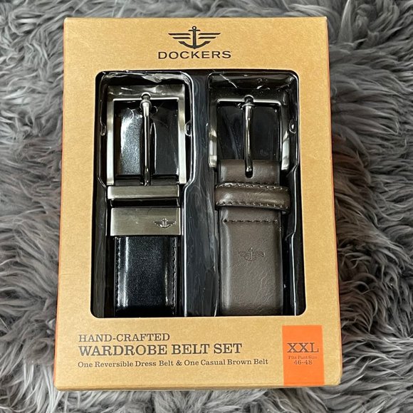 Dockers Men's Belt Set | 2 Pack | Black & Brown | Size XXLarge *NEW - Picture 1 of 2